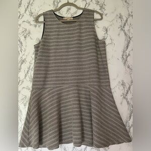 Ann Taylor Loft Textured Stripe Drop Waist Dress Size Large Black White Classic